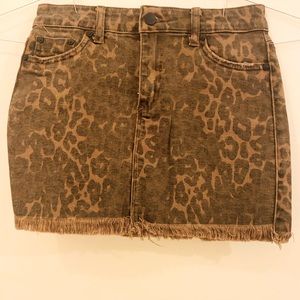 tractr cheetah print denim skirt